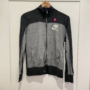 Nike Sportswear Womens Full Zip Track Jacket Gray Black Heathered Size M